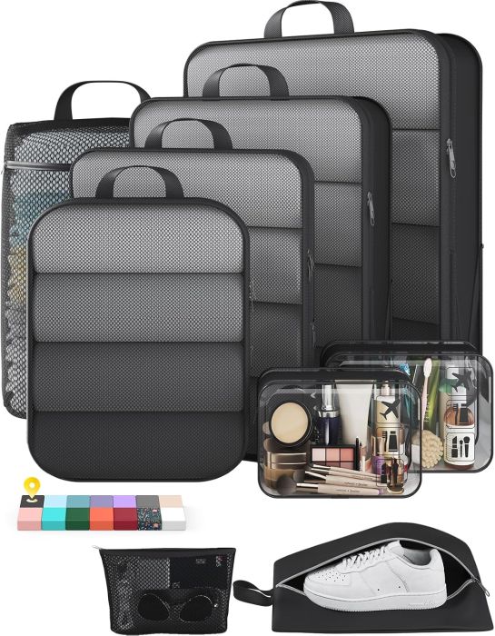 Veken Compression Packing Cubes 9/11 Set with Travel Wallet