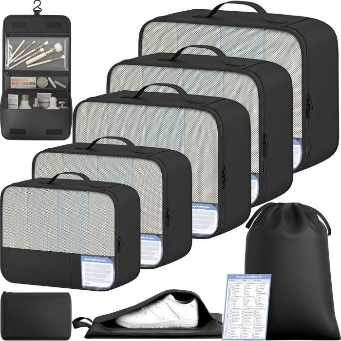 BAGAIL 9 Set Packing Cubes with Reusable Packing List